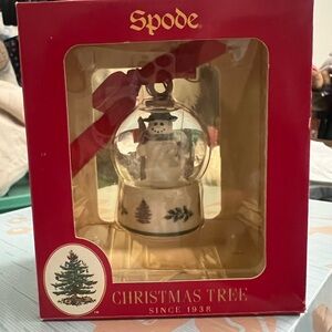 Spode Christmas Tree Snowman Globe Ornament - Red and White